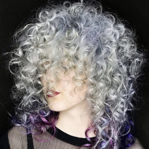 haircut combined form for curly hair, hair lightening and coloring