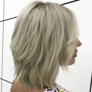 bob haircut, global blonde, hair toning and styling